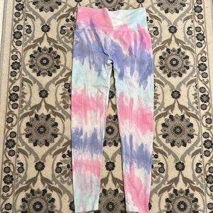 Naturyl Leggings Size L Tie Dye Tye Dye Gym Pants Stretch EUC Pink Blue Purple